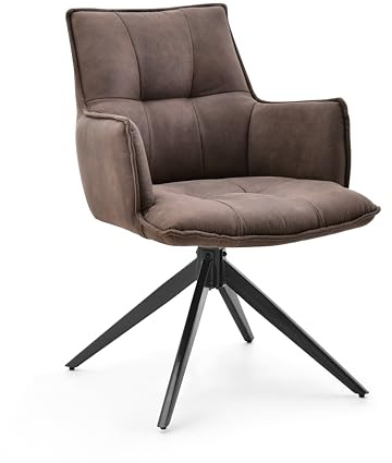 hjh LIVING Drehstuhl für Esszimmer TAVARO – 180° drehbar, Komfortpolsterung, stabiles Stahlgestell, höhenverstellbare Bodengleiter, Braun