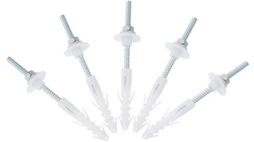 TOBBOMEY Kit 5 Set Viti di Fissaggio per Lavabo a Parete in Acciaio Inox Raccordi e Guarnizioni per Installazione Lavabo Sospeso Materiali di Montaggio Resistenti per Bagno e Sanitari