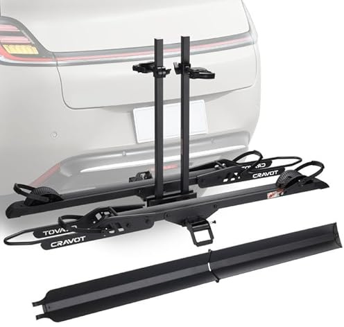 CRAVOT E2 Plus CyberRack Hitch 2 E-Bike Rack with Ramp,200 lbs Capacity Electric Bike Carrier Foldable, Up to 5-inch Fat Tire Bicycle for 2'' Receiver Cars Trucks SUVs Minivans RV, Trailer