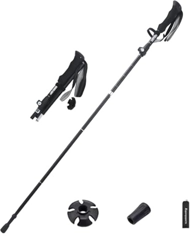 Bastoni Da Trekking, Bastoncini Trekking Pieghevoli, Fibbia Metallica, per Altezze 165–185 Cm, Bastone Pieghevole per Trekking, Nordic Walking E Sci, con Scatola Cartone (nero opaco)