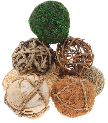 EXCEART Bolas Decorativas de Ratán 8 Piezas, Natural, Hechas a Mano | Mimbre Decoracion, Relleno de Orbes, Bolas Colgantes Decorativas para Jarrones