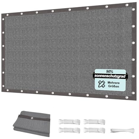 Sonnenschutz Plane,Wintergarten Sonnenschutz,Sonnensegel UV Schutz,für Garten Outdoor,1x2.6m, Hellgrau