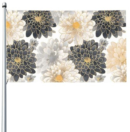 Bunte Chrysantheme Garten Fahnen Witterungsbeständiges Dekoration Fähnchen Mit Metall-Ösen Garten Banner Für Draußen Feiern Hof 90X150Cm