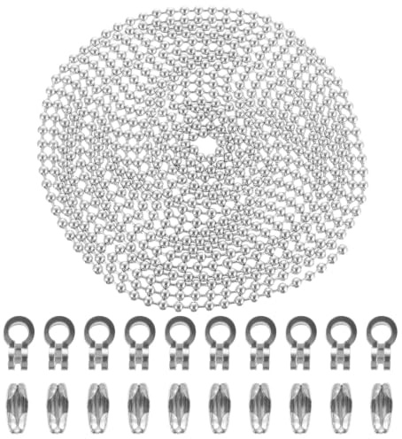 POPETPOP Chaîne à Billes en Acier Inoxydable 4, 5mm, 4 Mètres, Argenté