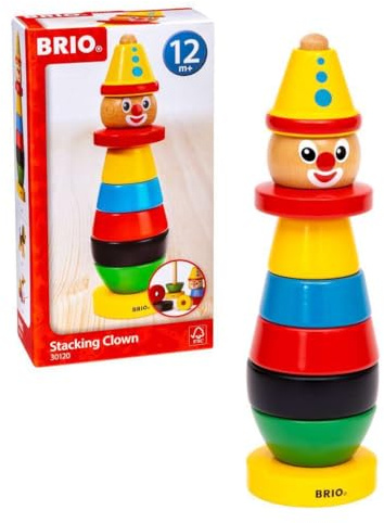 BRIO Infant & Toddler 30120 - Stacking Clown - 9 Piece Wood Stacking Toy for Kids Ages 1 and Up