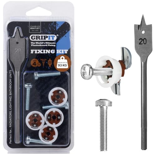 Gripit Brown Heavy Duty Plasterboard Fixings – Cabinet Kit – Pack of 4 – Holds Up to 93kg – Ideal for Drywall Anchor, Stud Wall Fixings, Cabinet Wall Fixings, Radiators, AV Equipment & Lighting