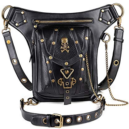 Gothic Steampunk Gürteltasche, Segater® Männer und Frauen Drop Beinbeutel Armpackung Bauchtasche Schulter-Gürteltaschen Geldbörse Pouch Bag Schwarzer Rucksack Outdoor-Wanderrucksack.