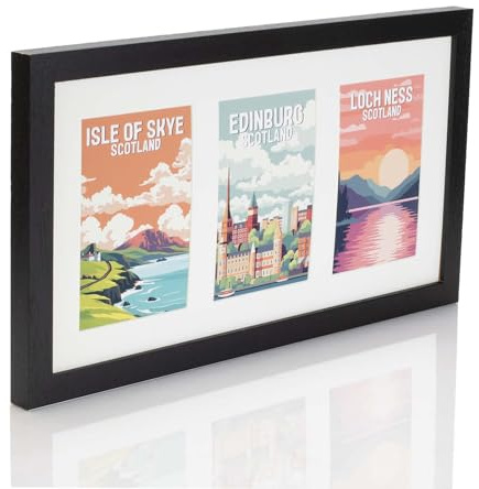 Multi Aperture Photo Picture Frames Holds 2, 3 or 4 Photos Various Sizes and Colours-Fits 3 8x6 inch Photos-Black