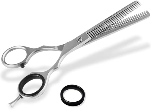 Effilierschere Haarschere 2-seitig gezahnt Friseurschere Edelstahl Rostfrei | Haarschneideschere zum Ausdünnen der Haare für Damen und Herren 15,24 cm
