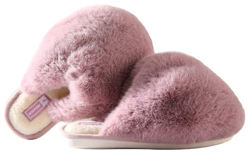 JOMIX Chaussons Fourrure Femme Chaussons Femme Pantoufles Femme Hiver Chaussons Femme d'hiver Élégant Chaud Confortables pour Maison