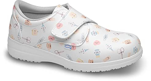 FELIZ CAMINAR x Mr. Wonderful- Zapatos Estampados Sanitarios Wonderful Steps/Antideslizantes y cómodos para Mujer/Clínicas, Veterinarios, Hospital, Geriatricos/Bolsa DE Fieltro DE Regalo (40)