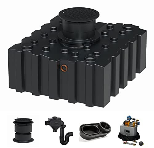 Zisterne Flachtank 3000 Liter Komfort V inkl. Ausgleichsdom, Deckel, Regenwasserfilter mit Siphon, beruhigtem Zulauf und Regenwasserpumpen-Set - Regenwasserbehälter bzw. Regenwassertank unterirdisch