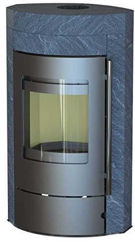 Thermia Ignis Mass Gussgrau Speckstein Automatik Kaminofen Speicherofen 150mm Abgasstutzen 7kw Holzfach massiv