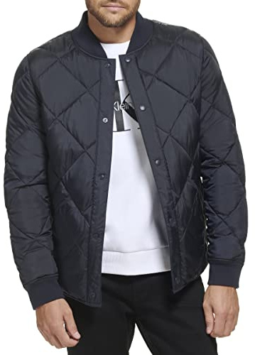 Calvin Klein Men's Reversible Diamond Quilted Jacket, True Navy, Large