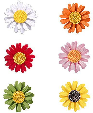 Oenothera 6 Stücke Emaille Anstecknadel, Emaille Blumen Brosche, Daisy Blumen Broschen, Pin Broschees, für Pullover, Schals, Schals, Kleider, Anzüge, Taschen, Rucksäcke