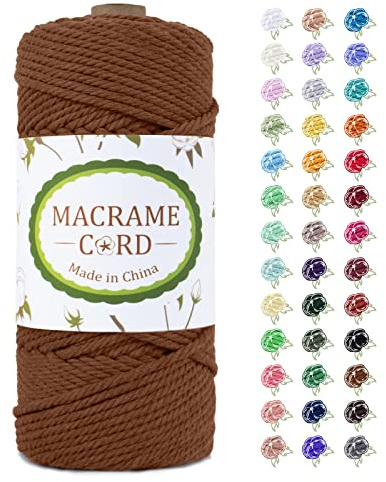 LEREATI Makramee Garn 4mm x 100m, Natur Baumwollkordel Baumwollgarn Farbig Baumwollseil Baumwollschnur, Macrame Cord 4mm für DIY Basteln Geflochten Wandbehang Vorhang Hängepflanze (Karamell)