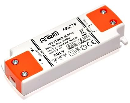 ARUM LIGHTING - Transformateur LED 12V DC 15W (1,25A), Alimentation Secteur 220V vers 12V, Ultra Compact, Protection SELV, IP20, Idéal Ruban LED, Spot et Meuble Cuisine, L10,2cm