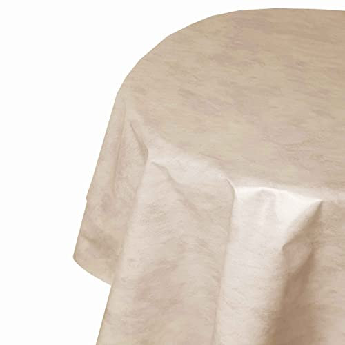 Wachstuch Wachstischdecke Tischdecke Gartentischdecke Breite & Länge wählbar Leicht Marmoriert Beige Creme Oval 130 x 180 cm abwaschbar