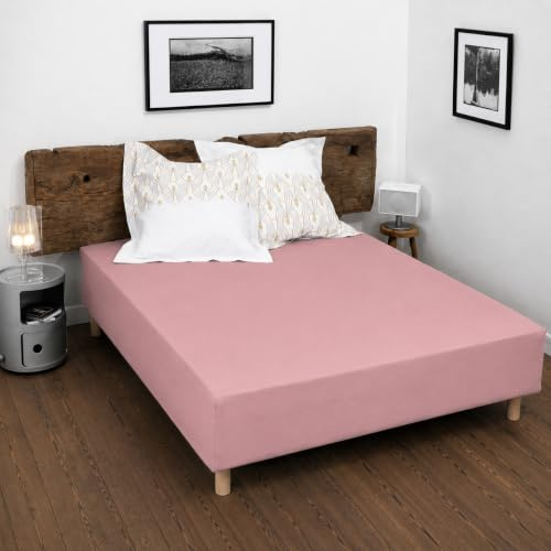 Home LINGE Passion, Spannbettlaken 160 x 200 cm + 30 cm, 100% Baumwolle, 57 Fäden/cm² (Oeko-Tex-Label), Rosa