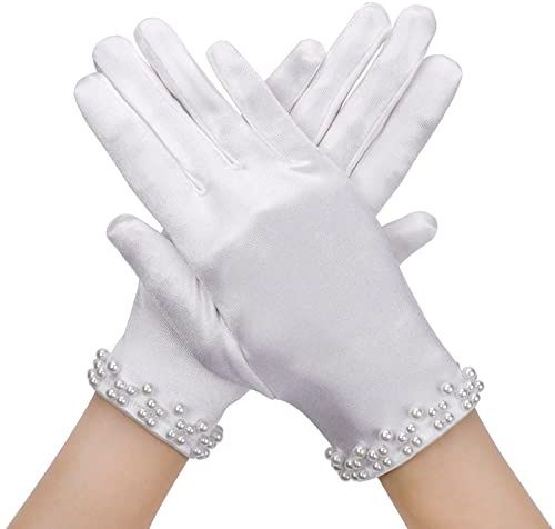 Yolev Satin Gloves - Women's Short Wrist Length Gown Opera Wedding Banquet Dress Prom Evening Gloves