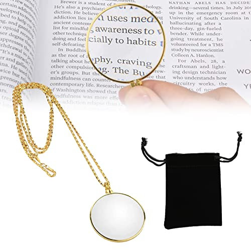 HäNgende Lupe,Halsketten Lupe,Monokel Lupe mit Halskette,Lupe Monokel-Objektiv Mit HäNgenden Halskette,5X Lupe Monokel, Monokel Mit Loupe Kette,Gold