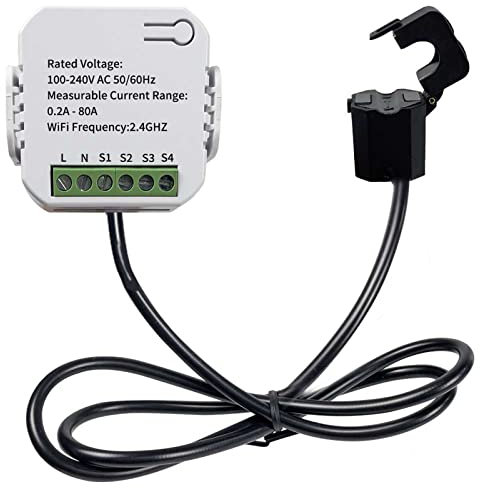 RANRAO Smart Life WIFI Energiezähler 80A mit Klemme Ct App kWh, 80A Klemme Stromwandler App Monitor, WLAN-Energiezähler 80A mit Stromwandlerklemme, Tuya Smart Meter Energiemonitor kWh-Leistungsmonitor