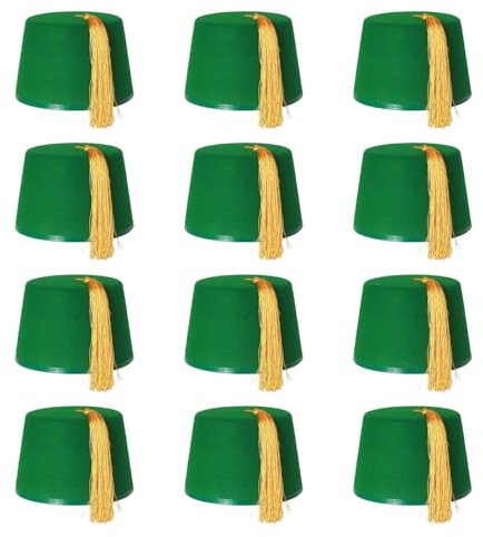 Fez Hut Kostümzubehör Kappe schwarz mit goldfarbener Quaste Unisex Filzhut Herren & Damen