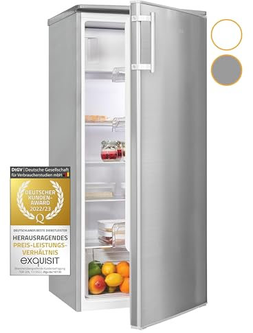 Exquisit Kühlschrank KS185-4-HE-040E inoxlook | 190 l Nutzinhalt | Alarm | Türanschlag wechselbar | 55 cm Breite