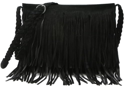 Amosfun Tassel Shoulder Bag for Women Fashionable Fringe Crossbody Purse with Spacious Interior Adjustable Strap Ideal for Daily Use and Parties