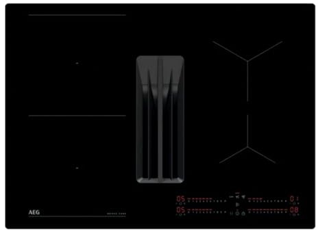AEG Placa Inducción Extractora Integrado TCH74B01FB, 68 cm, 4 zonas, Función Bridge, 9 niveles de potencia, Gestionar Individualmente los 4 fuegos, Desconexión automática, Negro