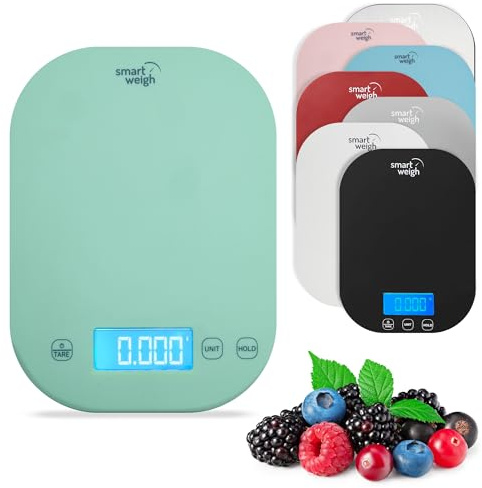 Smart Weigh Mint Green Digital Kitchen Scale for Cooking, Weight Loss, Calorie Tracking, Baking, Food Portion Control, and Meal Prep - Accurate Measurements in Grams and Ounces