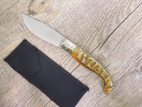 COLTELLO artigianale 17 CM SARDEGNA SARDO MANICO in CORNO di muflone grezzo ARBURESA