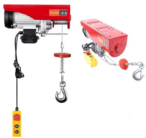 SOPERIT Seilwinde, elektrisch, 800 – 1000 kg, motorisiert, Hebekran mit Fernbedienung und Kabel 12 m, 10 m/min, für Lager, Baustellen, Heben von Waren (1000 kg)