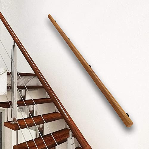 Handläufe aus Holz für Treppen/Innenraum/Dachboden, rutschfeste Geländer für ältere Menschen, Wandmontage, 3,6 m/3 m/2 m/1 m Haltegriff mit Halterung (OneColor 13,1 FT)