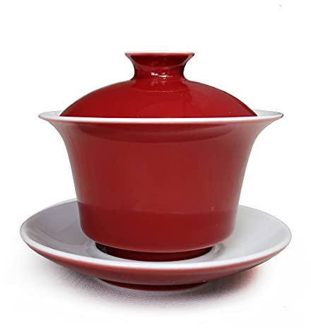 Tazze da tè cinesi, tazza da tè gaiwan, Gaiwan, tazza da tè retrò zuppiera, Gaiwan cinese tradizionale, Gaiwan in porcellana da 5 once/150 ml tazza da tè smaltata bianca zuppiera cinese Sancai con cop