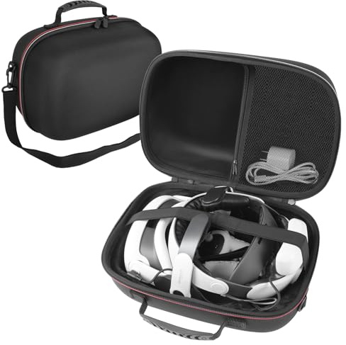 ARVOK Fodral för Meta Quest 3S/3/2/Oculus Quest 3/2/Pro/Pico 4, fodral för Kiwi Design/BOBOVR batterihuvudrem och andra tillbehör, EVA hårt skal VR skyddsfodral reseförvaring