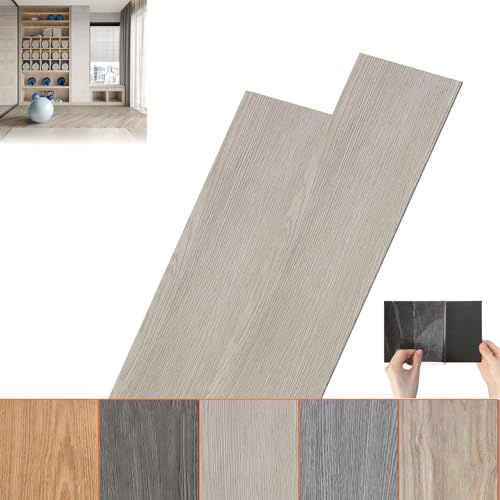 ACXIN PVC-golvbeläggning, vinylgolv, självhäftande klick vinylgolv, laminat, självhäftande vinyl, träeffekt (rökgrå, 5 m² (36 stycken))