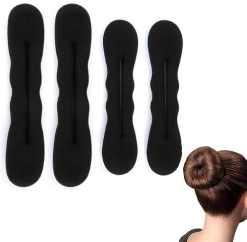 TEOZBLU 4 Stück Haare Frisuren Set, Dutt Maker, Duttkissen, Magischer Haarknoten Haarhalter Schwamm Clips Haar Styling Donut, für Weddings, Schwamm Clips Haarnadel