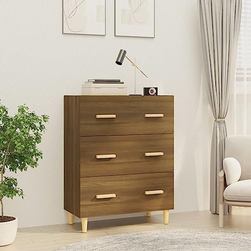 Tino Tech 70x34x90 cm Sideboard mit Schublade Schmal Schrank Aufbewahrungsschrank Wohnzimmermöbel Beistellschrank Esszimmermöbel Schubladenschrank Highboard Holzwerkstoff Braun Eichen-Optik