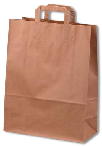 Wertpack Papiertragetaschen, Einkaufstüte, Braun, 80g/qm Papierstärke, 260+120x350mm, 250 Stück