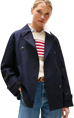 Tommy Hilfiger Donna Trench Cotton Short Corto, Blu (Desert Sky), 48