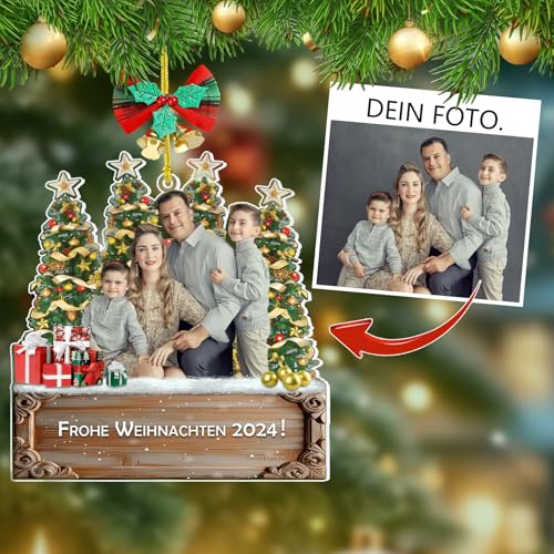 Personalisierter Weihnachtsanhänger 2024 mit Foto, Acryl-Familien-Weihnachtsanhänger, Individueller Erster Weihnachtsanhänger Baby mit Foto für Weihnachtsbaumdeko