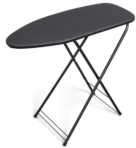 Duwee Asse da stiro compatta e facile da riporre, asse da stiro media, copertura resistente al calore con spesso feltro, 33 x 89 cm, Nero