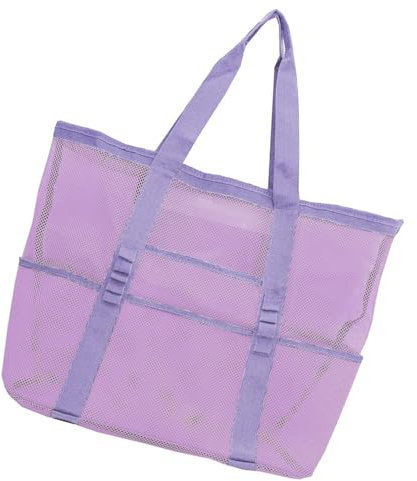 JOERBABU Grids Strandtasche Trend Handtasche Große Kapazität Schultertasche Multi-Pockets Sandspielzeug Tasche Picknicktasche Strandspielzeug Aufbewahrungstasche