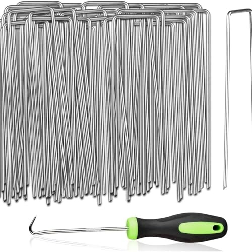 WUERKIYA Grapas Malla Antihierbas y Piquetas Jardín - Estacas Resistentes para Cesped Artificial y Malla de Ocultación - Paquete de 50
