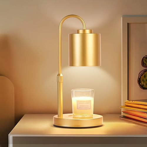 CASTLELIFE - Candle Warmer Lamp with Timer and Dimmer, Height Adjustable Electric Wax Warmer for Jar Candles, Gifts for Mom Home Decor, Gold