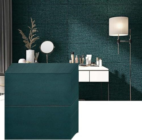 Panneaux muraux 3D auto-adhésifs en mousse XPE souple – Papier peint brique – Vert foncé, décoration de maison/bureau, couverture de 52,7 m²