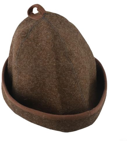 Niceminiwall Sauna Felt Hat Bath Wool House Banya Cap Steam Room Vaporarium Portable Adjustable Strap Heat Retention Insulation Comfortable Lightweight Foldable Brown 34 * 26 * 0.3CM