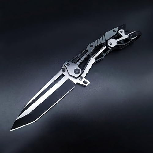 Generisch Mechanische Klappmesser, Edelstahl-Taschenmesser, Outdoor-messer mit Mechanischem Design für Outdoor Überleben Camping (A)