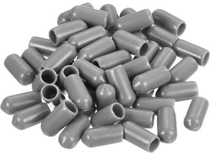 sourcing map 100pcs Rubber End Caps Protective Caps 6.5mm ID Vinyl PVC Round Tube Bolt Cap Cover Screw Thread Protectors Light Grey